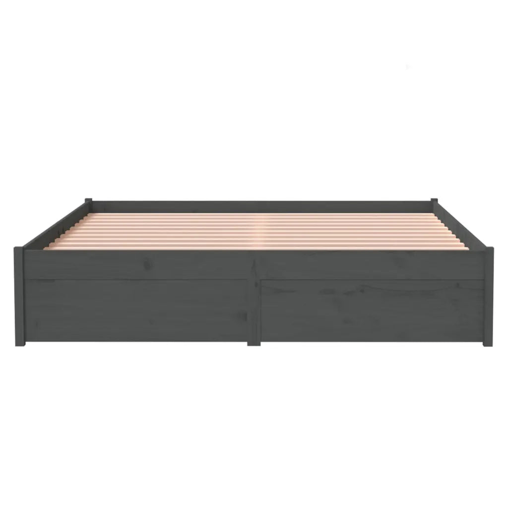 Giroletto-Struttura Letto Grigio in Legno Massello 135x190 cm Double 638874