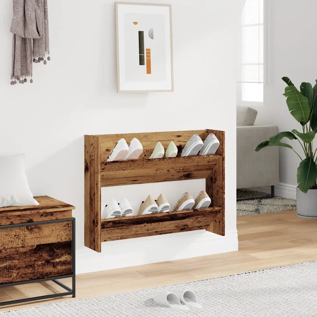 Scarpiera a Muro Legno Antico 80x18x60 cm in Truciolato 856542