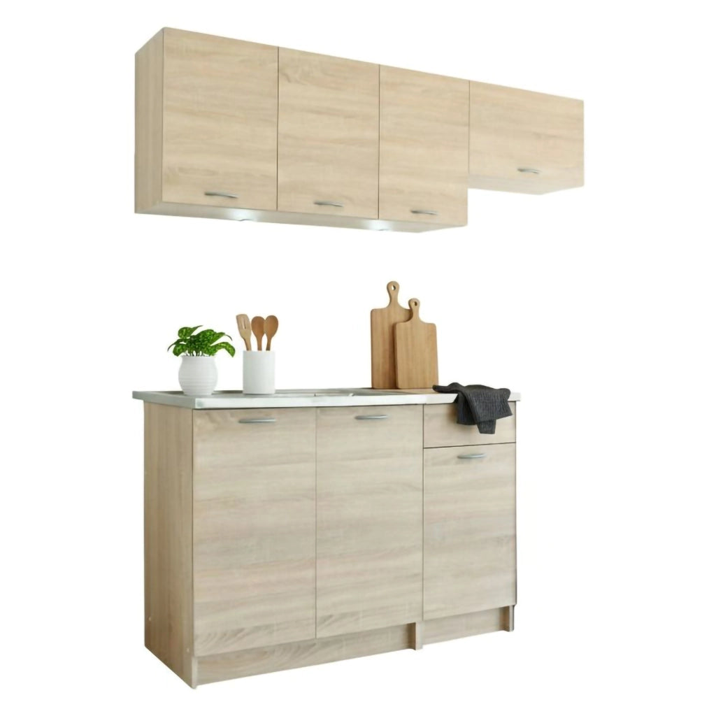 Cucinino Elettrodomestici non inclusi, Sora, Cucina Modulabile, Marrone Rovere