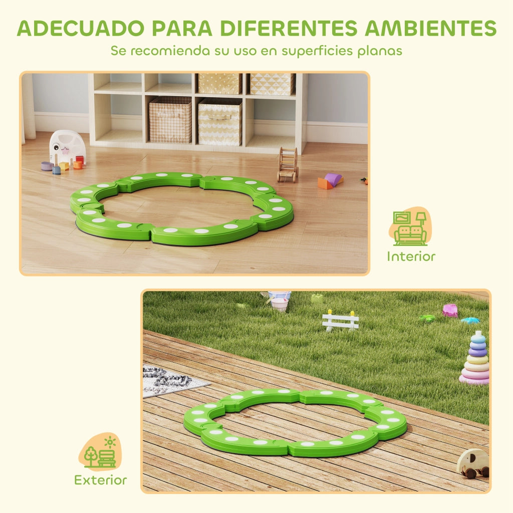 Tavola di equilibrio con 6 pietre tattili ¨C Xylo ¨C Verde, bambini +3 anni