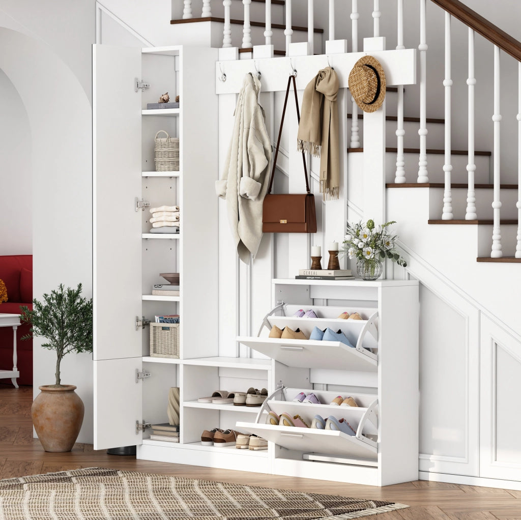ARMADIO guardaroba ingresso con specchio 135x25x180 cm bianco