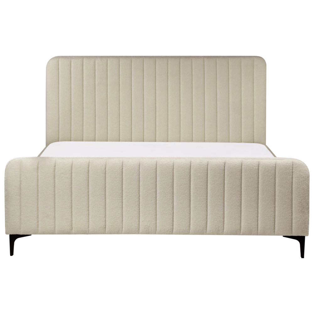 Letto in bouclé beige UE Matrimoniale 160 x 200 cm Testiera Imbottita con Gambe in metallo Design moderno