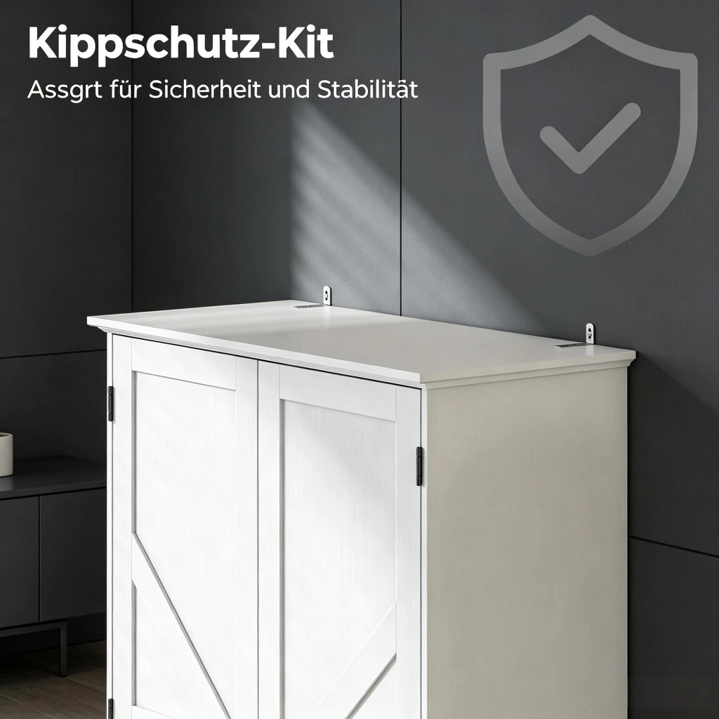 Credenza alta con 2 ante, 2 cassetti e ripiani regolabili - per cucina - 80×39.5×184.5 cm - bianco