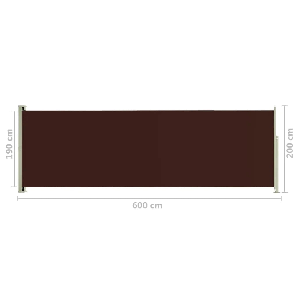 Tenda da sole laterale retrattile/schermo privacy per patio giardino terrazza balcone 200 x 600 cm marrone 02_0007366