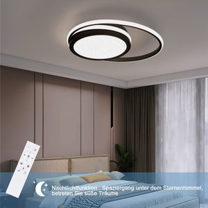 ZMH Lampada da soffitto plafoniera LED moderna 2 anelli 56W stella telecomando