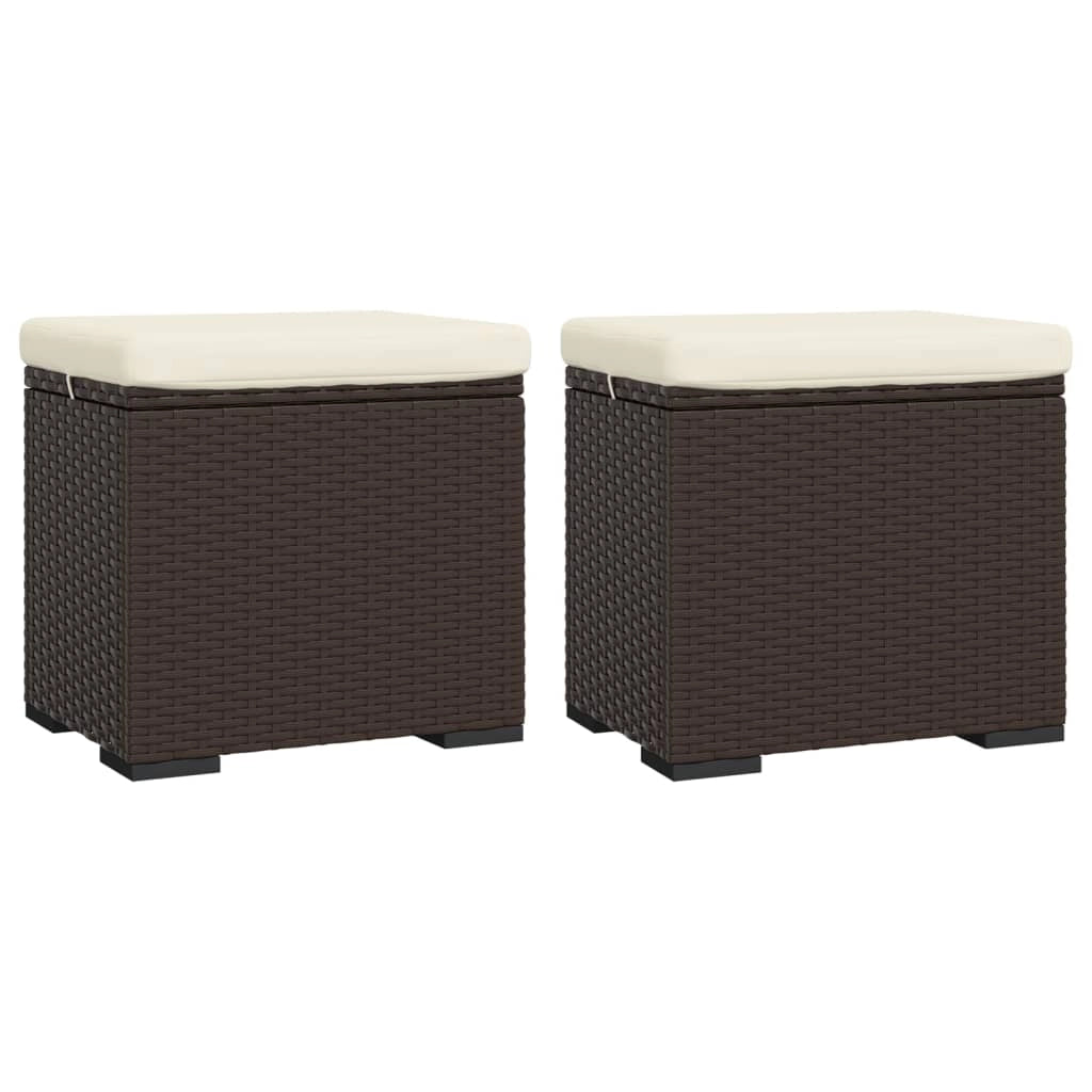 Ottomane con Cuscini 2pz Marrone 40x30x40 cm in Polyrattancod mxl 126830