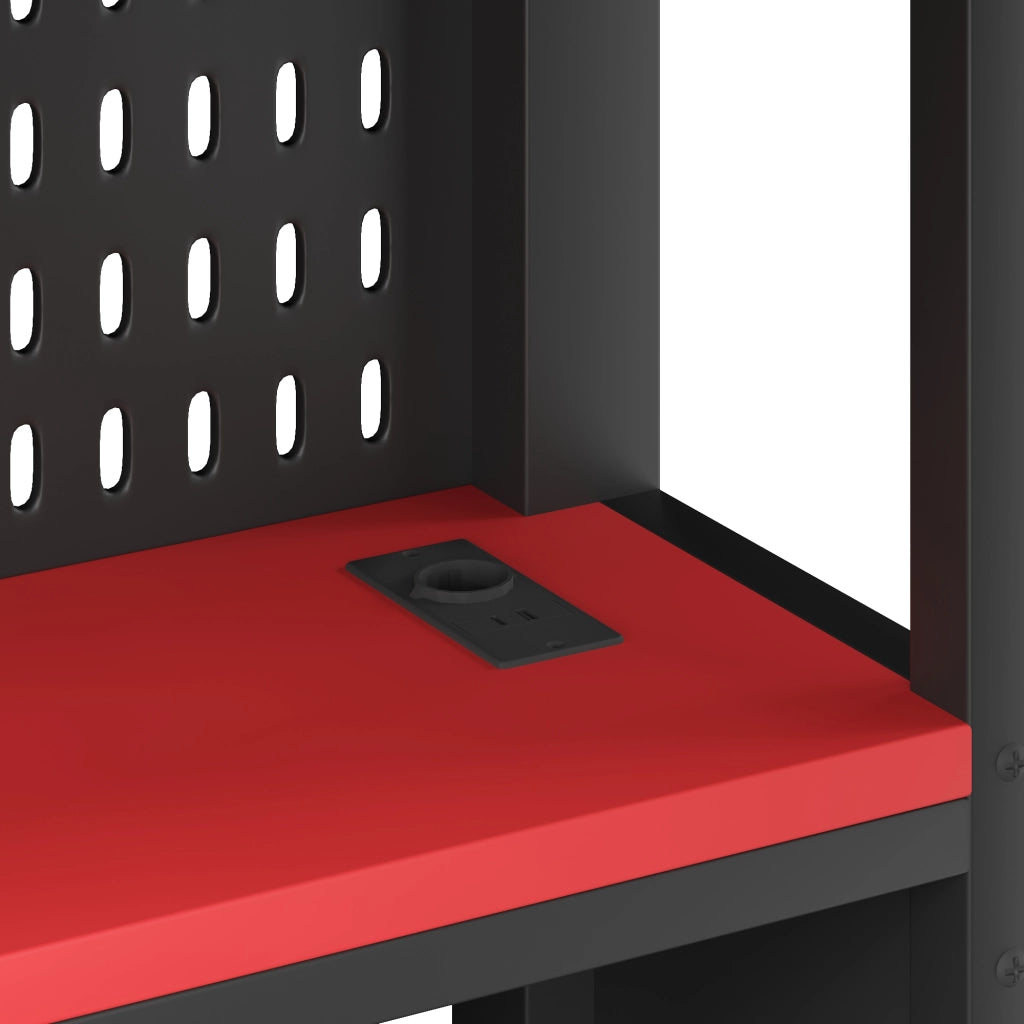 Letto a soppalco 140 × 200 cm con scrivania LED RGB e ripiani in metallo e MDF nero per camera dei ragazzi
