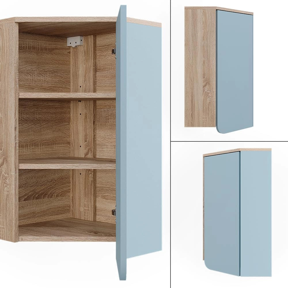 Mobile da bagno Karen, Grigio-blu, 42.4 x 75 cm con porta e vani aperti