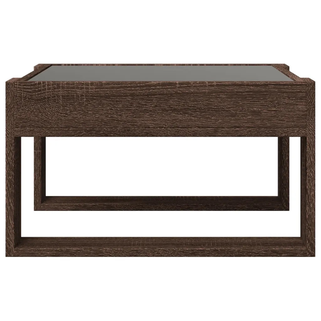 Tavolino Salotto con LED Infinity Rovere Marrone 50x53x30 cm