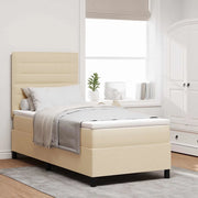 Letto a molle con materasso Crema 90 x 200 cm Tessuto 3339285