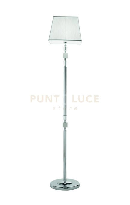 PIANTANA LIVIA CROMO,BIANCO E TRASPARENTE 1 LUCE ATTACCO E27 H.150+30CM