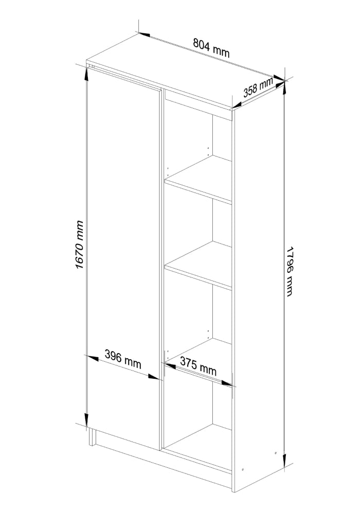Armadio da ufficio AKORD R80 Bianca 80 cm 1 anta 80x35x180 cm