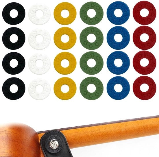 Fermo Cintura Chitarra 24 Unità - Sloti in Gomma - Antiscivolo - Morbido/Duraturo - Flessibile - Dimensioni Standard 25x25x3 mm - Chitarre