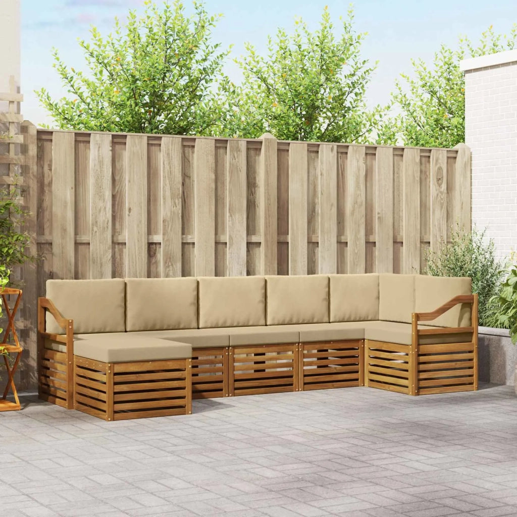 Set divano sezionale con cuscino 7 pcs Naturale e Beige 3375188