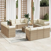 Set Divano da Giardino 13 pz con Cuscini Beige in Polyrattan 3217338