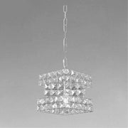 Trade Shop - Lampadario Sospeso Cubo Intrecciato Con Cristalli Lampada Luce E27 Argento 32408 -