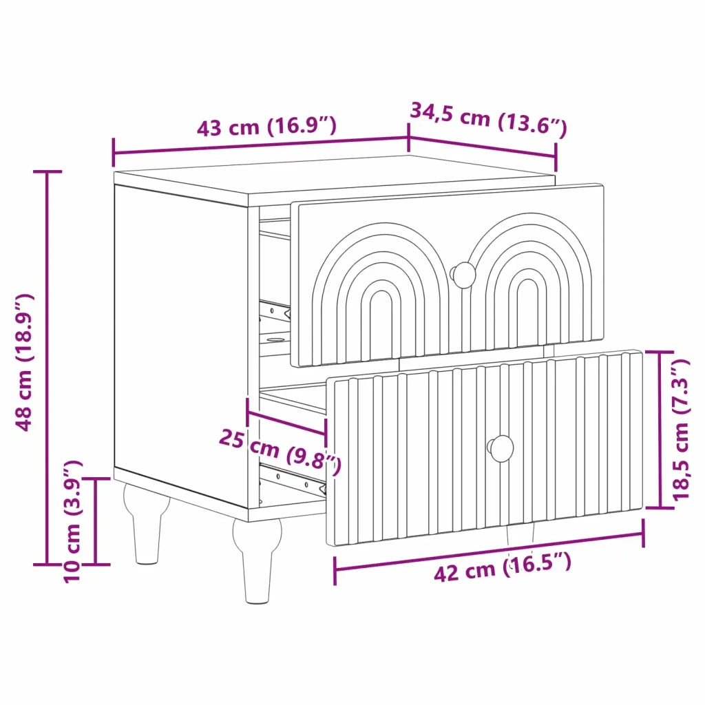 Armadio da Notte Nero 43 x 34,5 x 48 cm Legno ingegnerizzato 894067