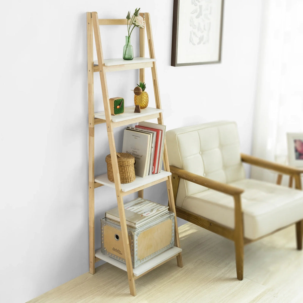 SoBuy Scaffale a scala,Libreria,Scaffale componibile,in legno di Hevea,pieghevole, FRG162-N,IT