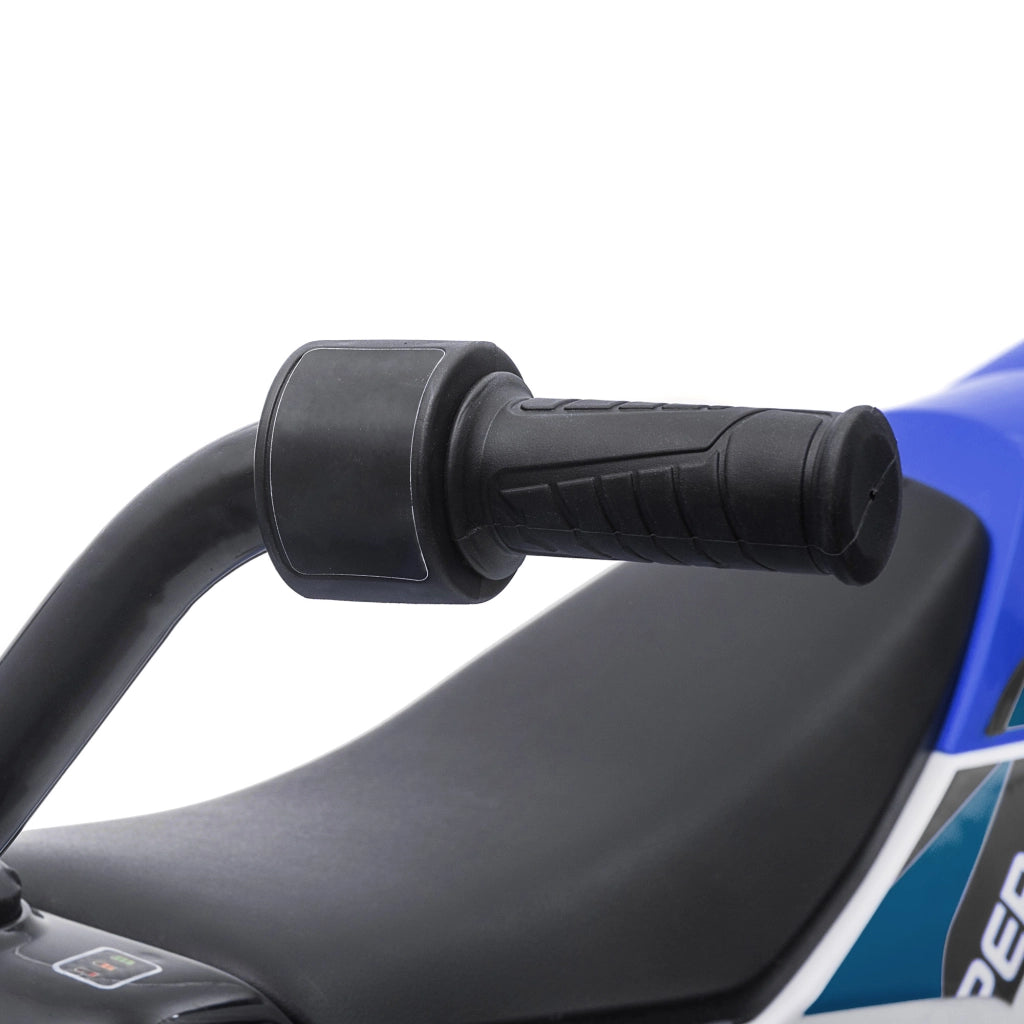 Motocicletta Elettrica Bambini con Ruote di Supporto ¨C zephmum ¨C Blu e Bianco 106.5x51.5x68cm