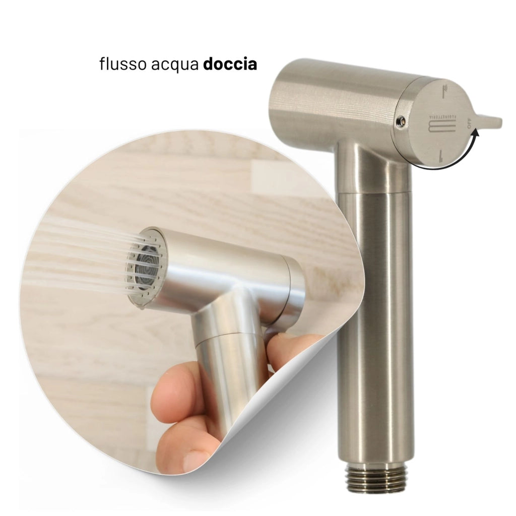 Idroscopino wc doccetta ottone portatile shutoff monogetto con leva ogomondo kit *** finitura- nickel spazzolato tond...