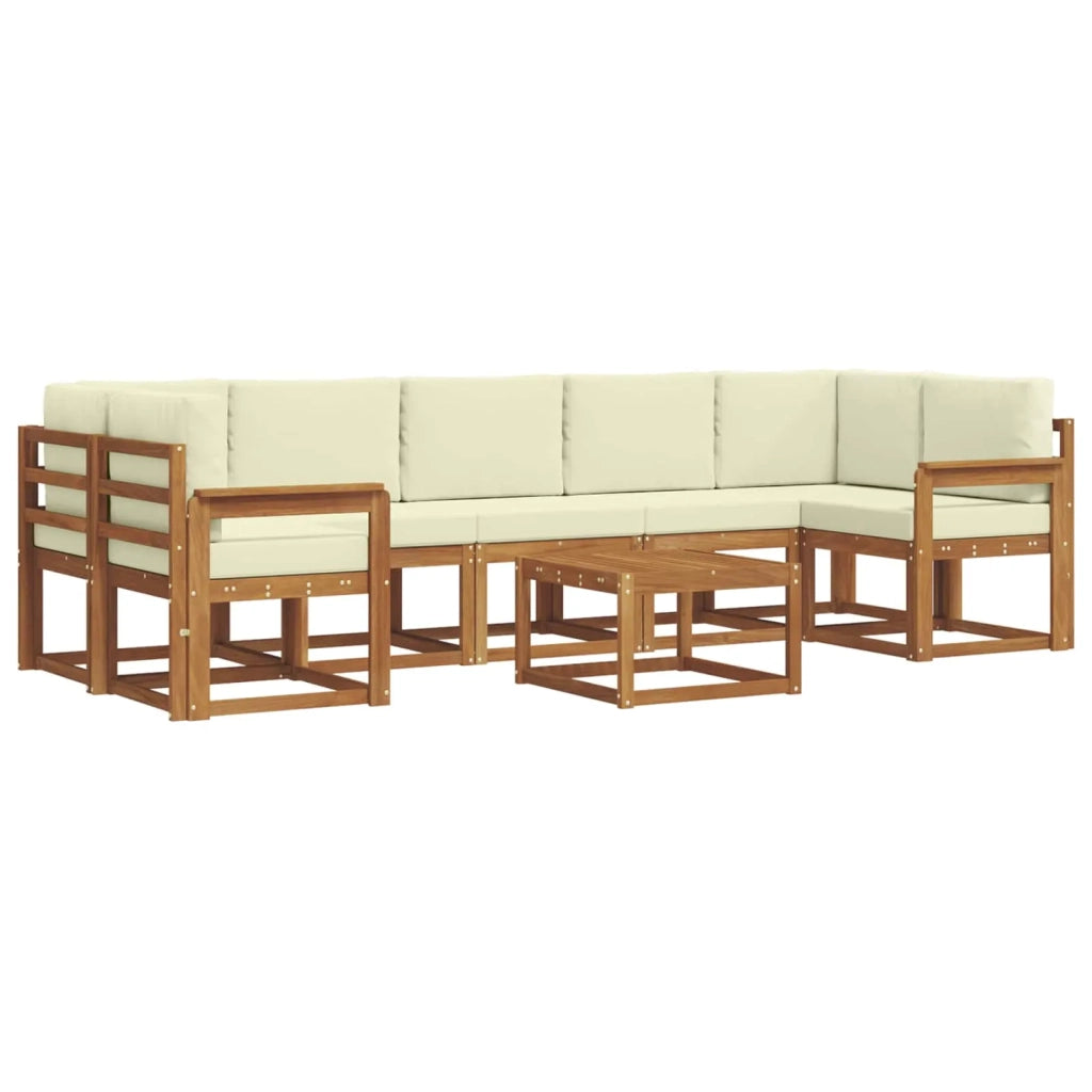 Set di divani da esterno con cuscino 8 pcs Naturale e Crema