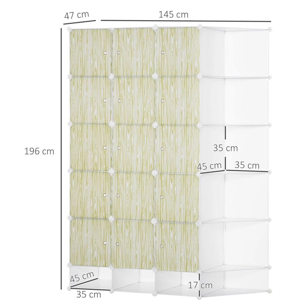 Easycomfort Mobile Scarpiera Modulare Salvaspazio, Pannelli a Cubo e Triangolo in PP e Acciaio, 145x47x196 cm, Bianco