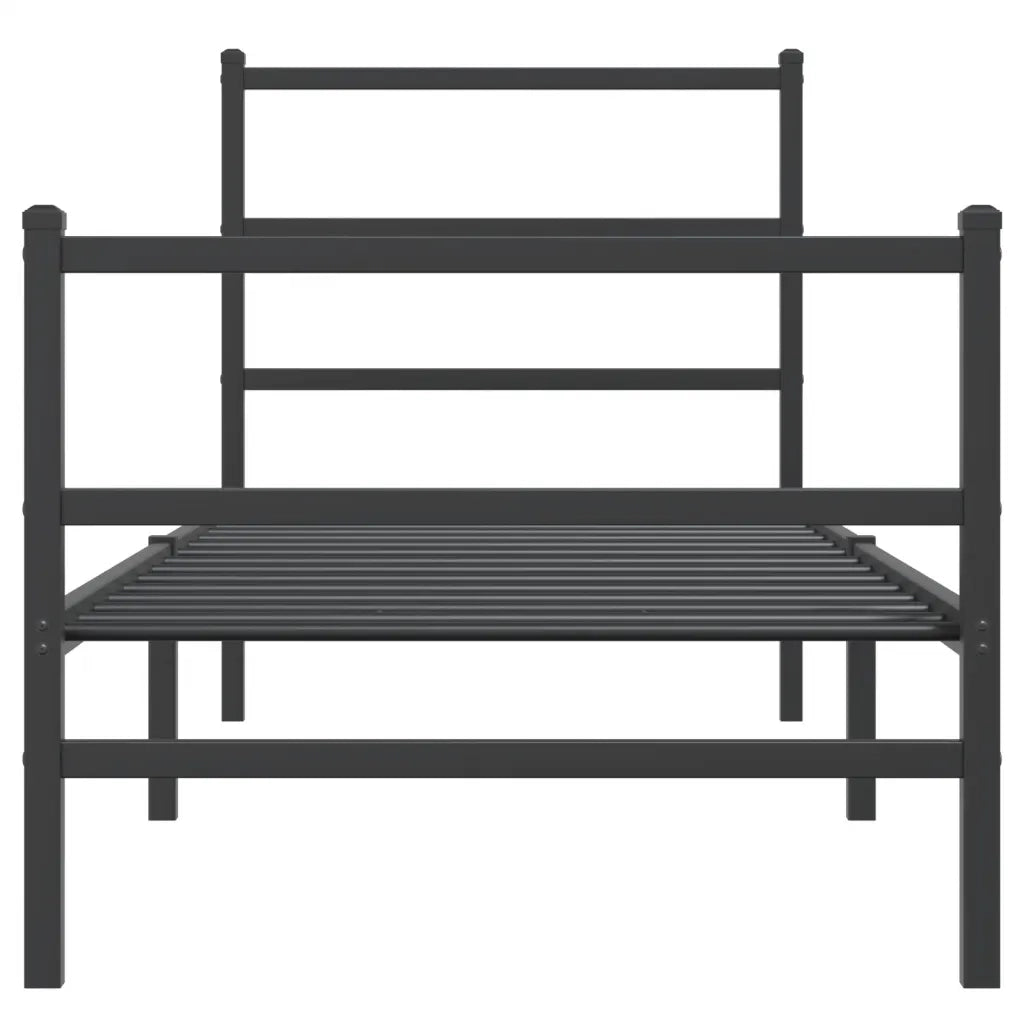 Giroletto con Testiera e Pediera Metallo Nero 80x200 cm 355374