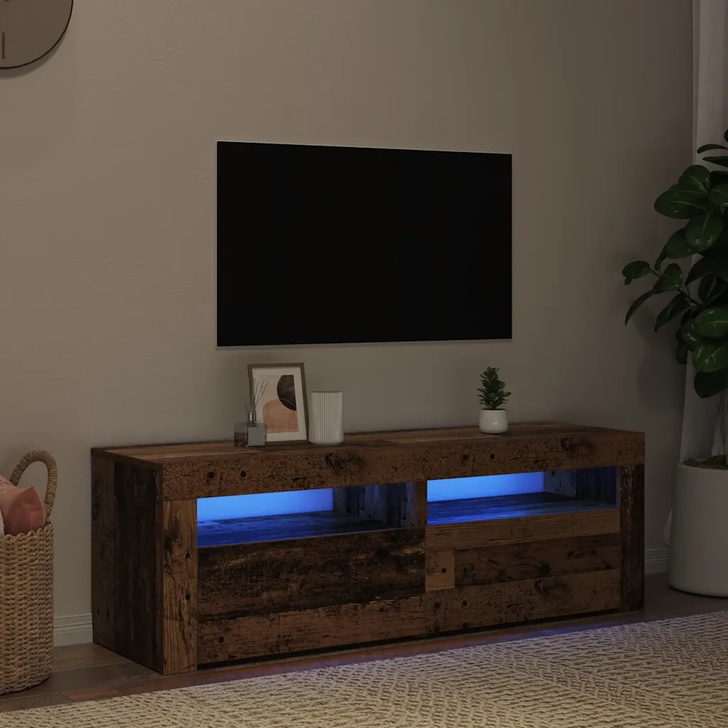 vidaXL Mobile Porta TV con LED Legno Antico 120x35x40 cm Multistrato