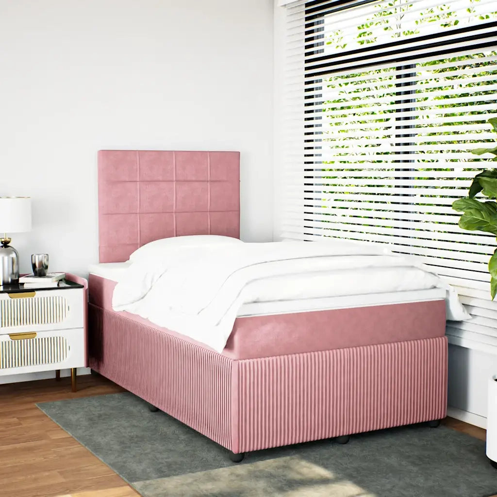 Giroletto a Molle con Materasso Rosa 120x200 cm in Velluto 3292315