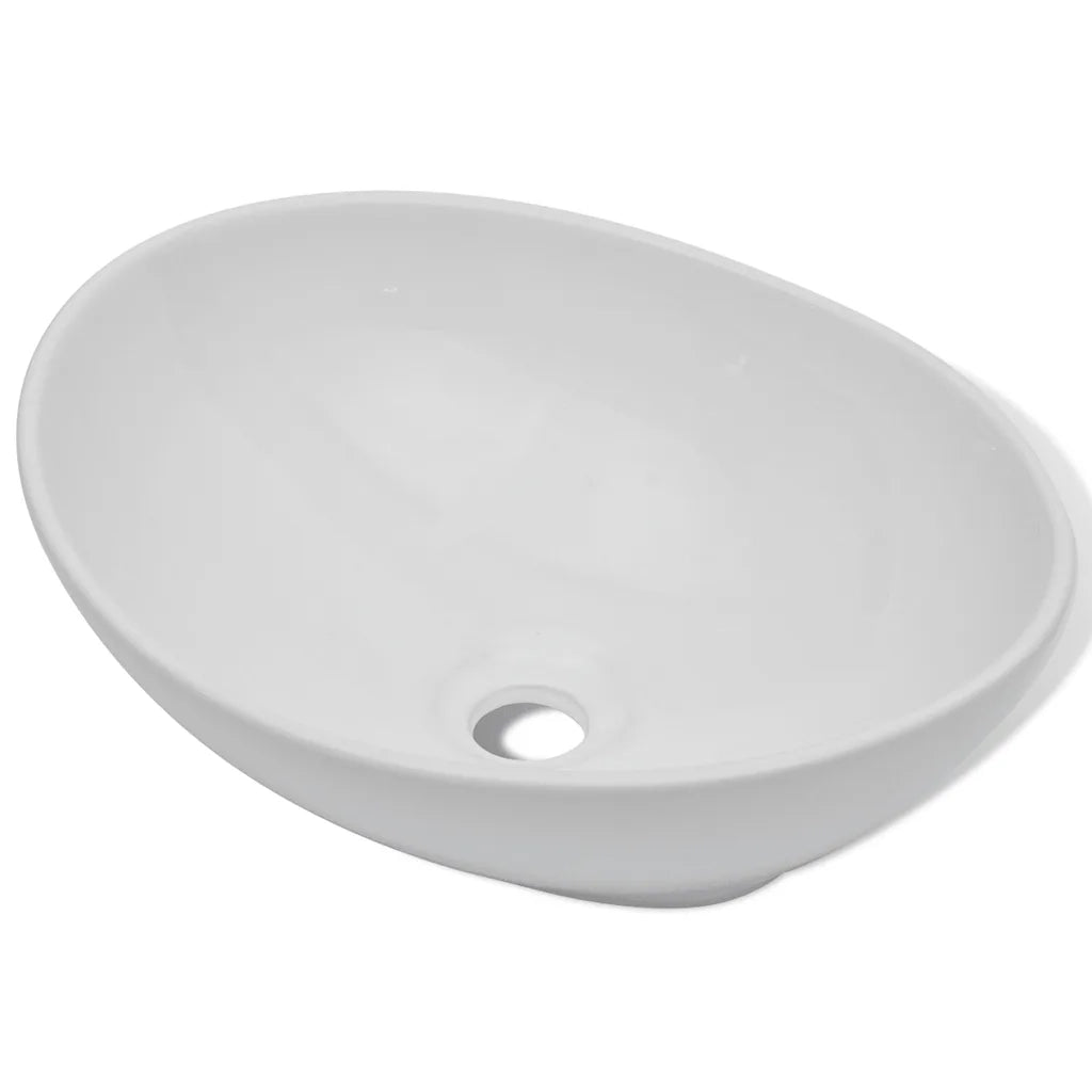 Lavello in Ceramica Bianco Ovale 40 x 33 cm