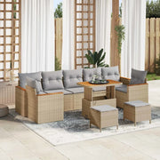 Set Divano da Giardino con cuscino 10 pcs Beige Poly Rattan 3364982