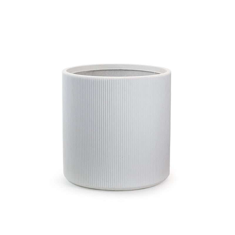 Vaso in resina da esterno interno per piante tondo cilindrico di design d.36x35h Modigliani Bianco