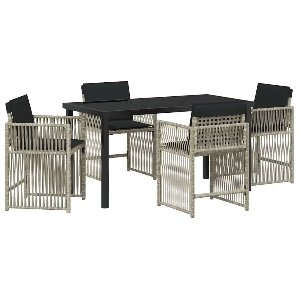 Set da Pranzo per Giardino 5 pcs Grigio chiaro polyrattan 3380790
