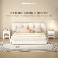 Set 2 Comodini con Cassetto e Ripiano Aperto in Legno, 45x40x55 cm, Bianco e Rovere