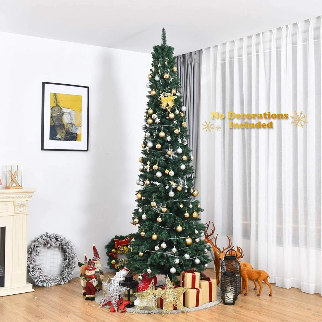 Albero di Natale Slim 150/180/210/240/270 cm, Albero di Natale Artificiale con 220/400/700/1000/1500 Rami e Base in Metallo, Decorazioni Natalizie per Casa e Negozio (270 CM)
