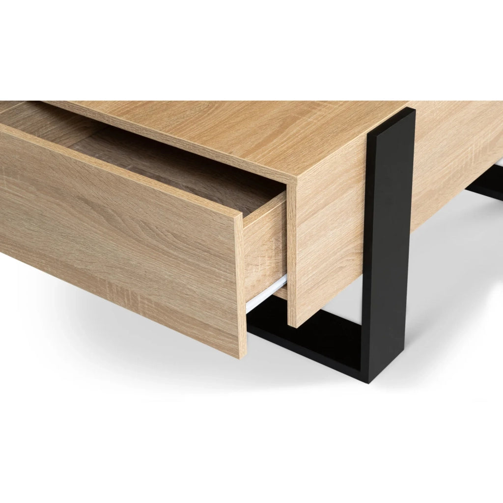 IDMarket - Tavolino PHOENIX con cassetti 100 cm in legno nero
