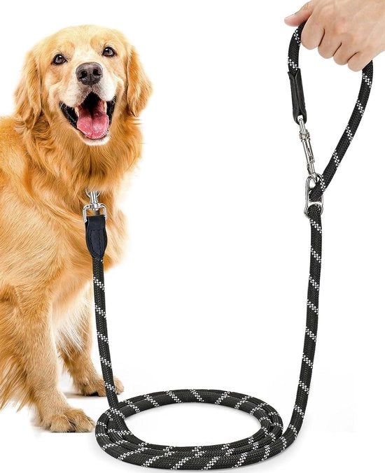 Cintura per cani per cani grandi e medi (15-60 kg) - 3 m cintura doppia regolabile e guinzaglio libero in nylon con riflessi fino a 200 kg