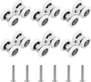 Set di ruote per battente di vetro da 6 - Ruote silenziose - Avvitamento M6 - Anello di protezione - Diametro 20 mm - Adatto per battenti di vetro - Ruote a rotolamento