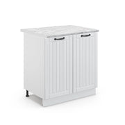 Mobile lavello cucina Fame-Line Bianco rustico/Bianco 80 cm con ripiano, PL Marmo Vicco