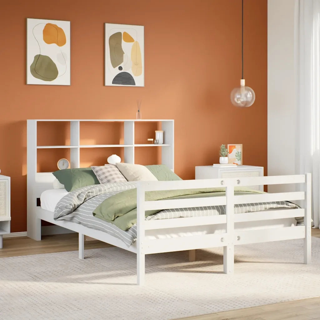 Letto Libreria senza Materasso Bianco 160x200 cm Legno di Pino 3321904