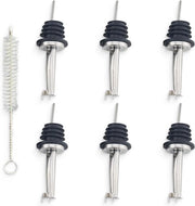 Spout per 6 bottiglie con valvola - Spout in acciaio inossidabile con pennello per vino, liquore, olio d'oliva, sciroppo, aceto.