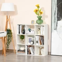 Libreria Bianca per Casa e Ufficio, Scaffale dal Design Moderno con 9 Scomparti in Legno,  91.5 x 29.5 x 91.5 cm