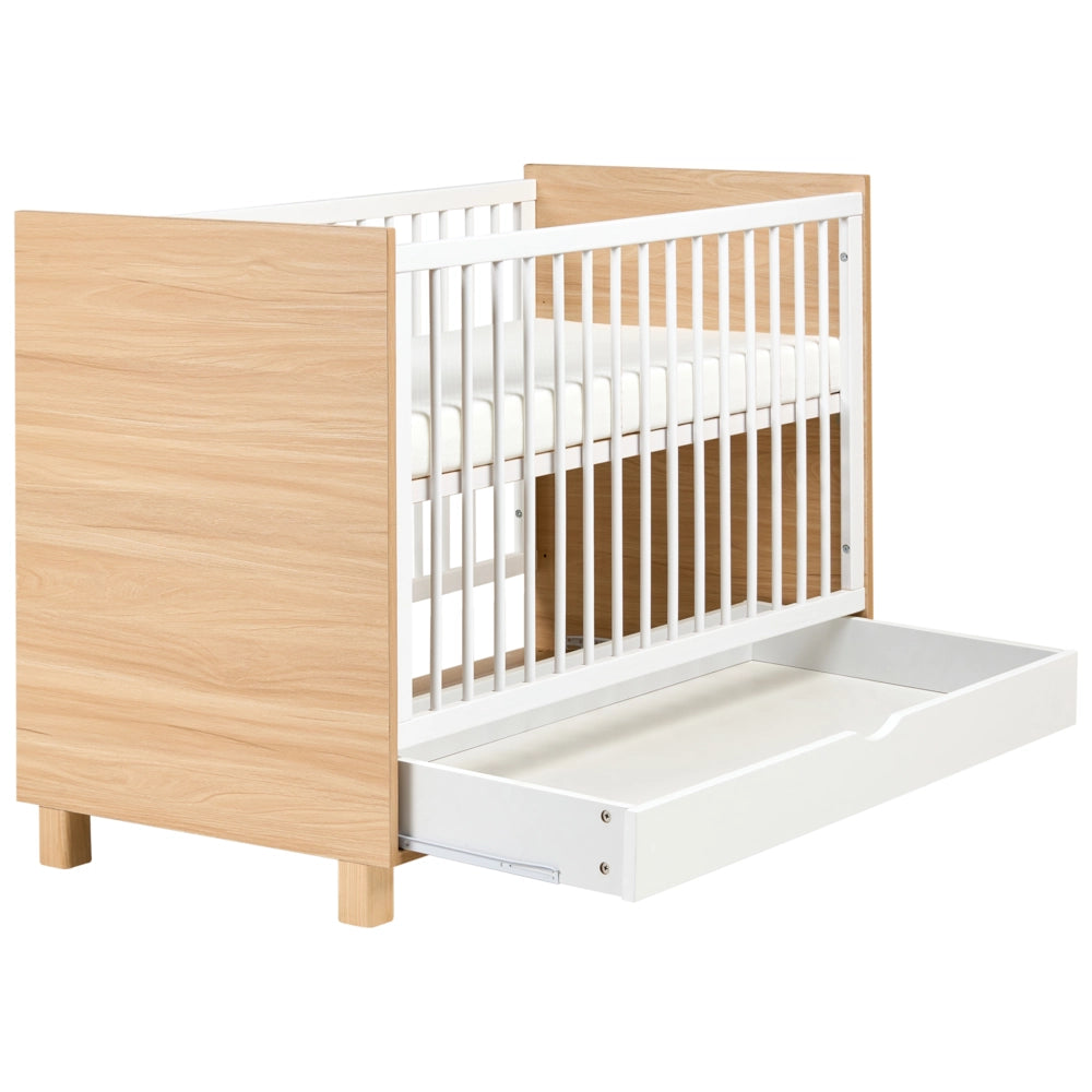 Lettino culla per neonati in MDF bianco marrone chiaro 60 x 120 cm con barre regolabili in altezza Dimensioni standard Accessori per la cameretta Design minimalista