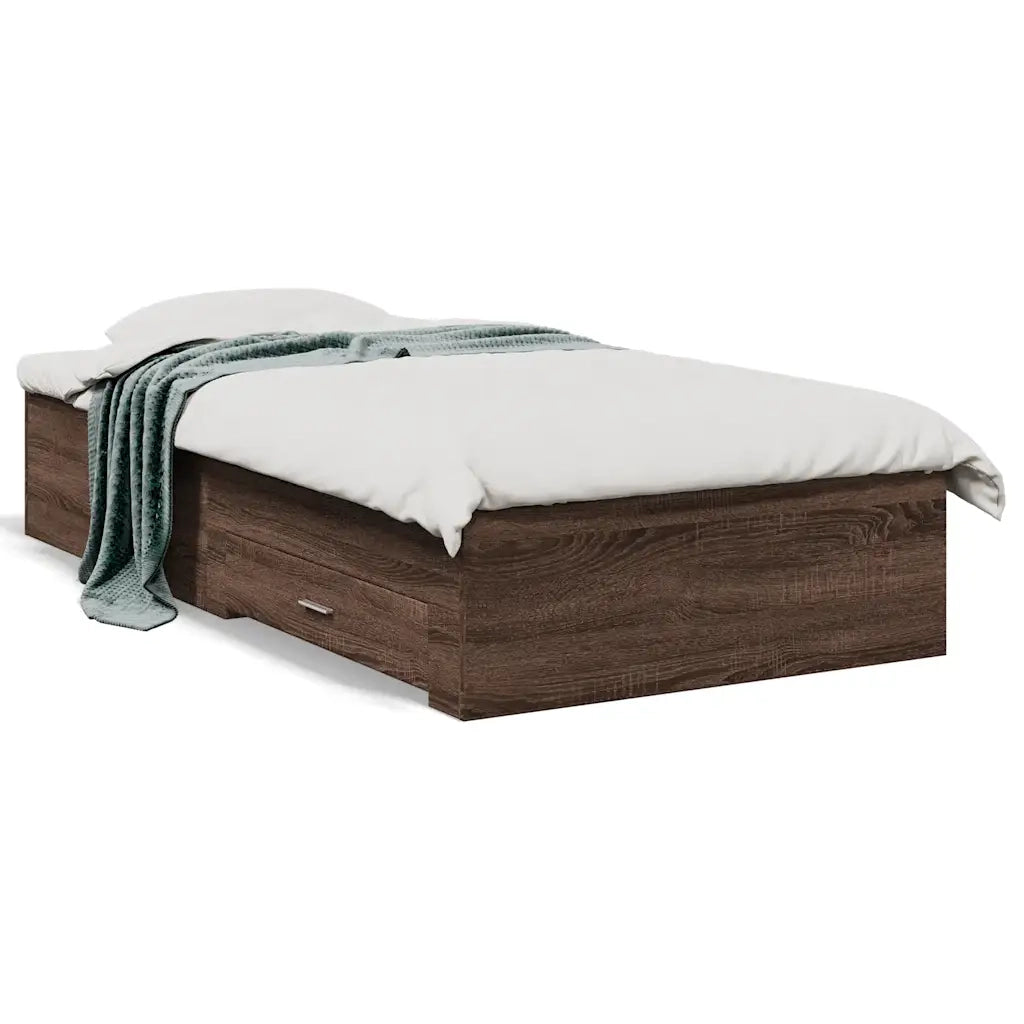 Giroletto Cassetti-Struttura Letto con contenitore Rovere Marrone 75x190 cm Legno Multistrato 327920