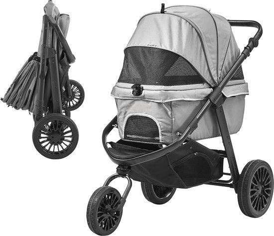 Carriolo per cani grande - fino a 35kg - pieghevole - 3 ruote - tutti terreni - Carriolo per cani - Auto per cani