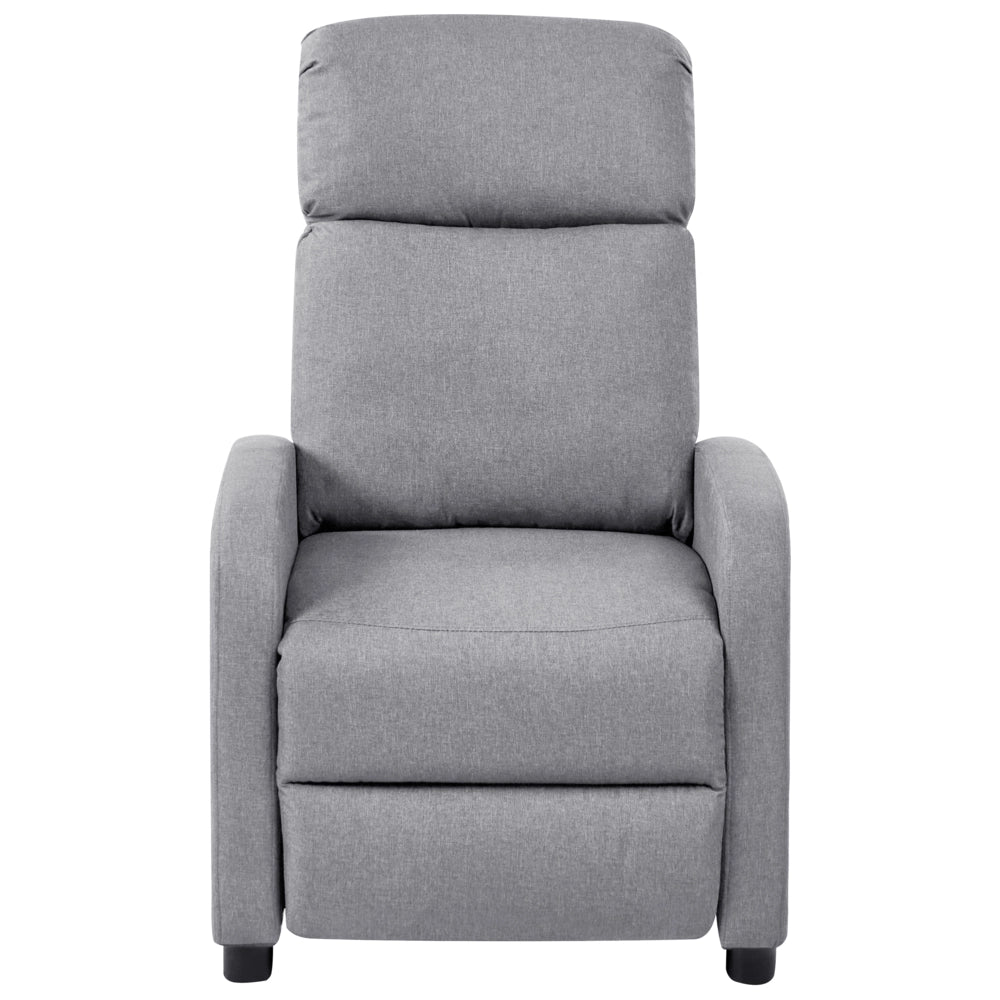 Poltrona reclinabile Grigio Schienale e poggiapiedi regolabili Struttura in legno Schienale alto Design tradizionale Soggiorno