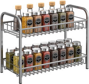 Kruidenrek a 2 livelli in metallo - Organizzatore da tavolo per la cucina - Organizzatore per ufficio - Raccogliere oggetti in bagno e in bagno con superficie in bronzo
