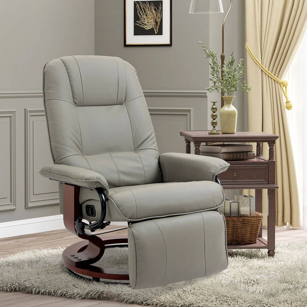 Poltrona Relax Massaggiante Reclinabile 360¡ã Girevole ¨C Zephmum ¨C Grigio Similpelle 78x87x100 cm