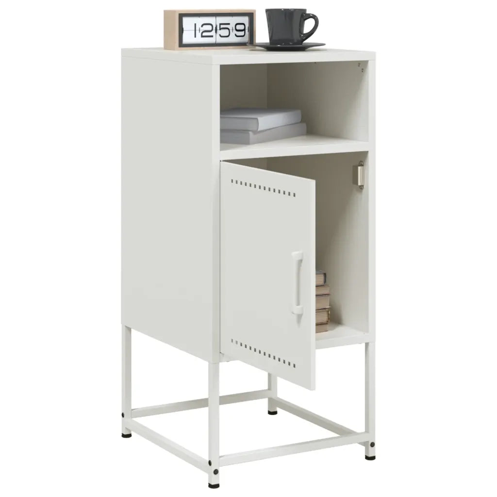 Set di 2 Comodini | Armadio da Notte | Mobiletto da notte Bianchi 36x39x78 cm in Acciaio