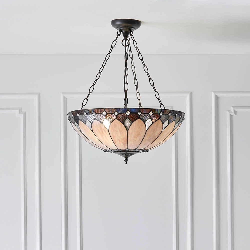 Lampadario Tiffany Brooklyn vetro multicolore 3xE27 60W